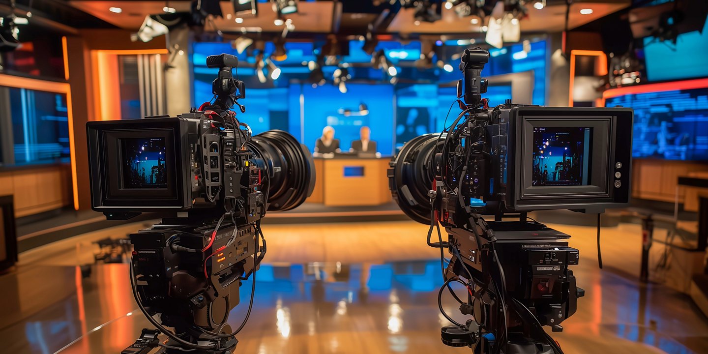 tv cameras set up to film show