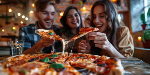 People eating pizza