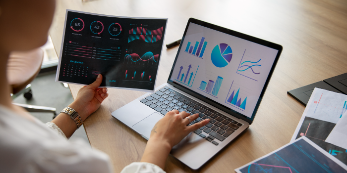 graphs on a laptop