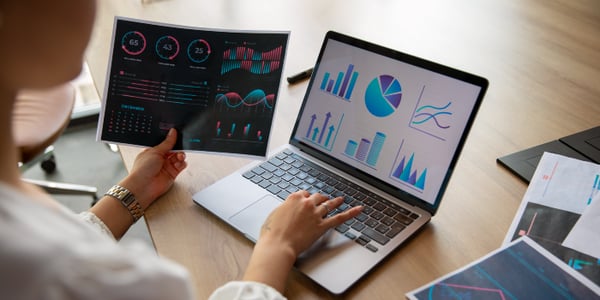 graphs on a laptop