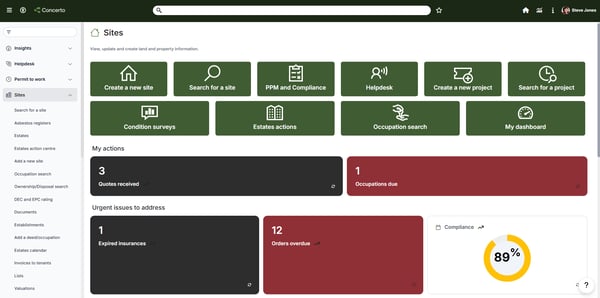 Screenshot of the Concerto system